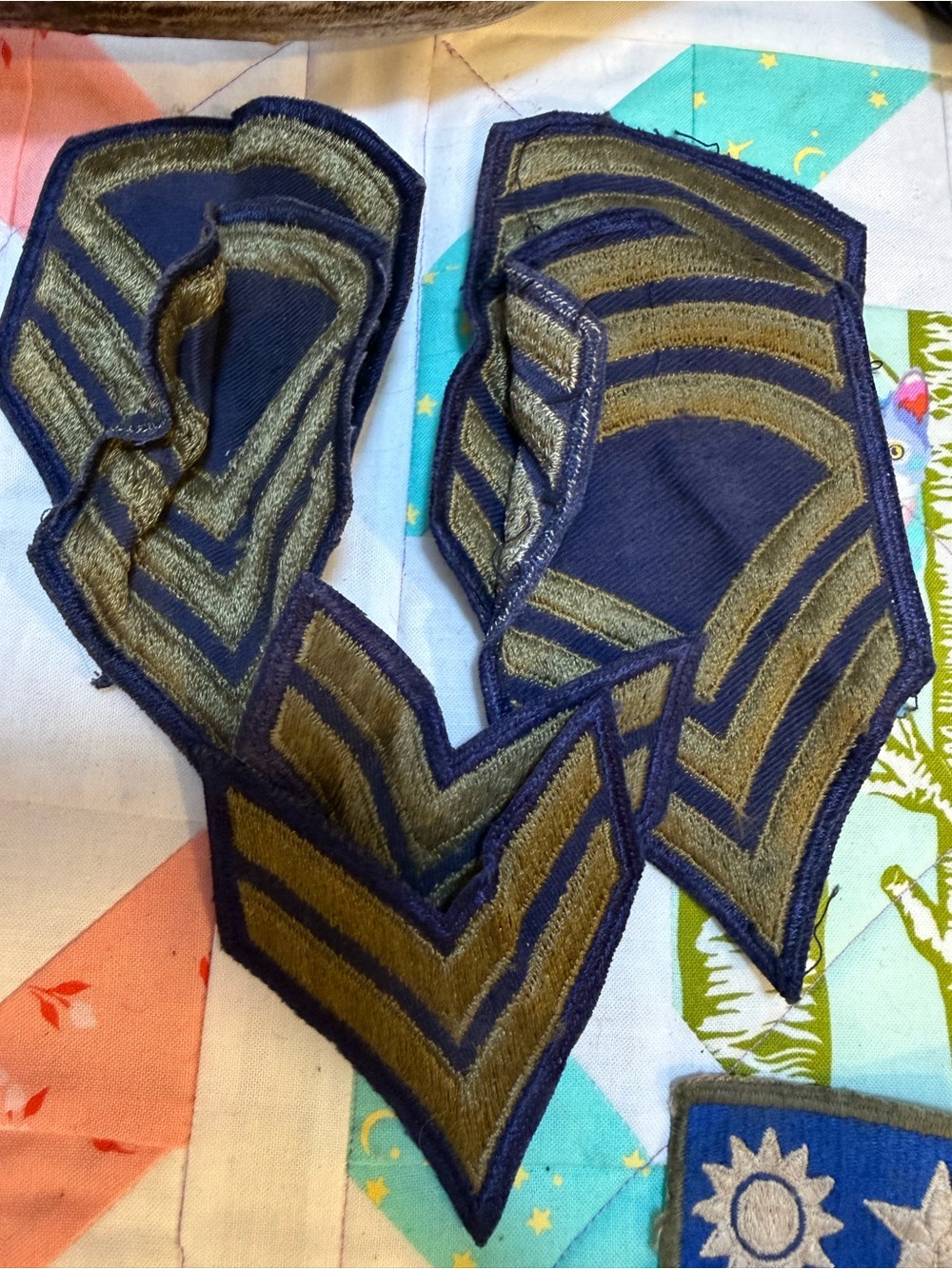 Embroidered Military Chevron Patches in Navy and Olive ww2